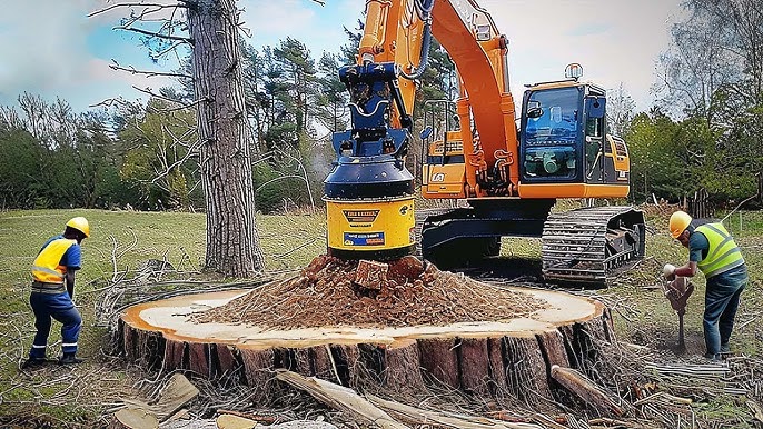 grinding large tree stumps